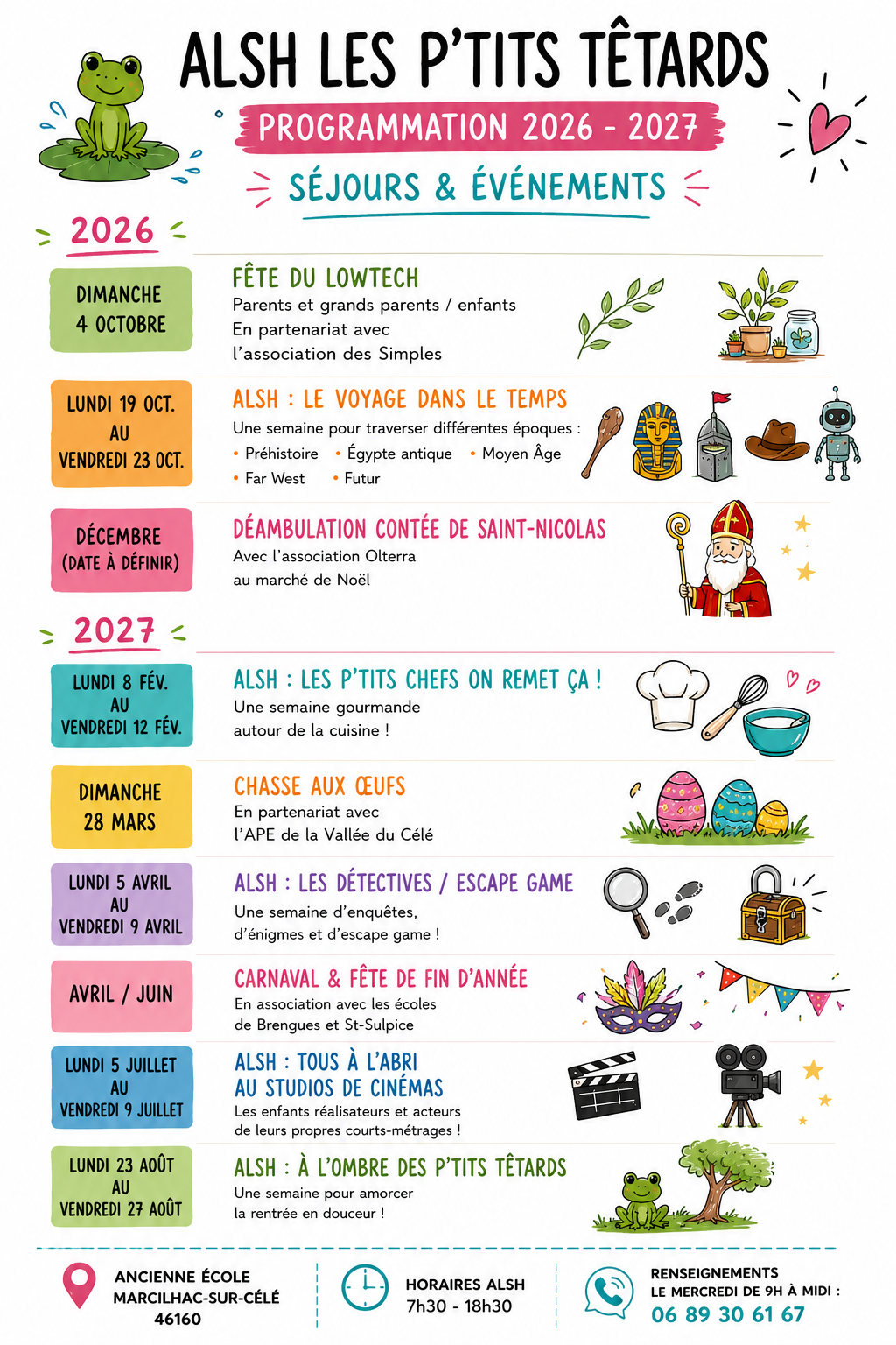 Programmation 2026 - 2027 Les P'tits Têtards programmation ALSH Les P'tits Têtards 2026 - 2027